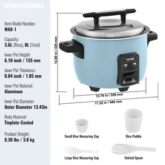 Commercial Rice Cooker, 40-Cup Rice Cooker, 8 Liter Large Rice Cooker and Warmer with Nonstick Inner Pot, Fast Cooking and 24-Hour Keep Warm, with Rice Cup and Paddle, for Restaurant