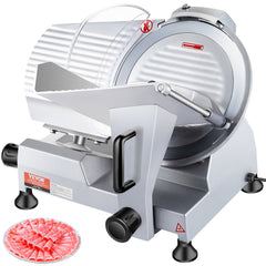 Commercial Meat Slicer, 240W Electric Deli Food Slicer, 10 inch Carbon Steel Blade Electric Food Slicer, 350-400RPM Meat Slicer, 0 - 0.47 inch Adjustable Thickness for Commercial and Home Use