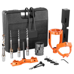 Mortising Attachment for Drill Press, 4 Model Drills Square Hole Chisel Set, Bench Drill Locator Set Mortise and Tenon Tools with 5 Bushings, for Woodworking Mortising Tenoning Drilling Machine