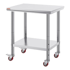 Stainless Steel Work Table with Wheels 24 x 30 Prep Table with casters Heavy Duty Work Table for Commercial Kitchen Restaurant Business (24 x 30 x 33.8 Inch)