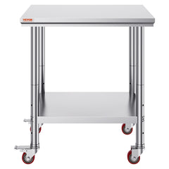 Stainless Steel Work Table with Wheels 24 x 30 Prep Table with casters Heavy Duty Work Table for Commercial Kitchen Restaurant Business (24 x 30 x 33.8 Inch)