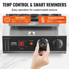 Mini Dutch Pancake Maker, 25PCS 43mm Diameter Dorayaki Baker Machine, 1700W Commercial Electric Poffertjes Grill, Non-stick Stainless Steel, Temp & Time Control, for Home Kitchen Restaurant