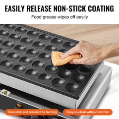 Mini Dutch Pancake Maker, 50PCS 43mm Diameter Dorayaki Baker Machine, 1700W Commercial Electric Poffertjes Grill, Non-stick Stainless Steel, Dual Temp & Time Control, for Home Kitchen Restaurant