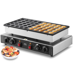 Mini Dutch Pancake Maker, 50PCS 43mm Diameter Dorayaki Baker Machine, 1700W Commercial Electric Poffertjes Grill, Non-stick Stainless Steel, Dual Temp & Time Control, for Home Kitchen Restaurant