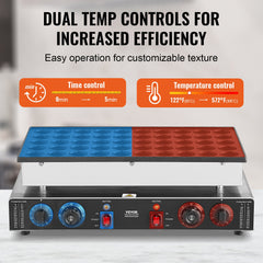 Mini Dutch Pancake Maker, 50PCS 43mm Diameter Dorayaki Baker Machine, 1700W Commercial Electric Poffertjes Grill, Non-stick Stainless Steel, Dual Temp & Time Control, for Home Kitchen Restaurant