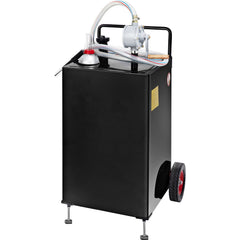 114L Gas Caddy, Fuel Storage Tank with Wheels, Portable Fuel Caddy with Manuel Transfer Pump, Gasoline Diesel Fuel Container for Cars, Lawn Mowers, ATVs, Boats, More, Black