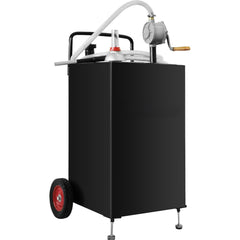 114L Gas Caddy, Fuel Storage Tank with Wheels, Portable Fuel Caddy with Manuel Transfer Pump, Gasoline Diesel Fuel Container for Cars, Lawn Mowers, ATVs, Boats, More, Black