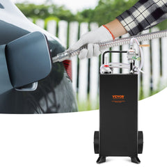 114L Gas Caddy, Fuel Storage Tank with Wheels, Portable Fuel Caddy with Manuel Transfer Pump, Gasoline Diesel Fuel Container for Cars, Lawn Mowers, ATVs, Boats, More, Black