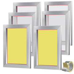 Screen Printing Kit, 6 Pieces Aluminum Silk Screen Printing Frames, 25.4 x 35.6 cm Silk Screen Printing Frame with 110 Count Mesh, High Tension Nylon Mesh and Sealing Tape for T-shirts DIY
