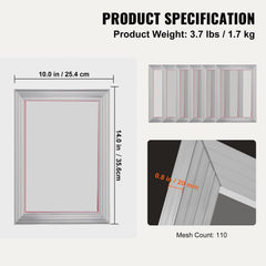 Screen Printing Kit, 6 Pieces Aluminum Silk Screen Printing Frames, 25.4 x 35.6 cm Silk Screen Printing Frame with 110 Count Mesh, High Tension Nylon Mesh and Sealing Tape for T-shirts DIY