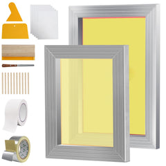 Screen Printing Kit, 2 Pieces Aluminum Silk Screen Printing Frames20.3 x 25.4/25.4 x 35.6cm 110 Count Mesh, 2 Tapes and Screen Printing Squeegees and Transparency Films for T-shirts DIY