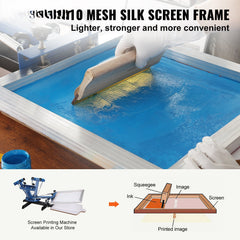 Screen Printing Kit, 2 Pieces Aluminum Silk Screen Printing Frames20.3 x 25.4/25.4 x 35.6cm 110 Count Mesh, 2 Tapes and Screen Printing Squeegees and Transparency Films for T-shirts DIY