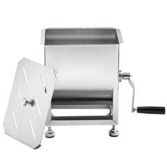 Manual Meat Mixer, 10L Fixed Tank Meat Processing Equipment(Mixing Maximum 15LBS for Meat), Stainless Steel Meat Mixer, Sausage Mixer Machine with Lid and Handle, Ground Beef Hand Mixer