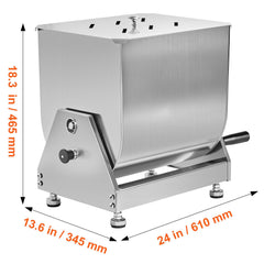 Manual Meat Mixer, 20L Tilt Tank Meat Processing Equipment(Mixing Max 20LBS for Meat), Stainless Steel Meat Mixer, Sausage Mixer Machine with Lid Handle Gear Reducer, Ground Beef Hand Mixer