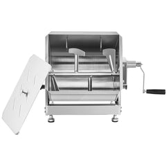 Manual Meat Mixer, 20L Tilt Tank Meat Processing Equipment(Mixing Max 20LBS for Meat), Stainless Steel Meat Mixer, Sausage Mixer Machine with Lid Handle Gear Reducer, Ground Beef Hand Mixer