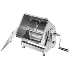Manual Meat Mixer, 20L Tilt Tank Meat Processing Equipment(Mixing Max 20LBS for Meat), Stainless Steel Meat Mixer, Sausage Mixer Machine with Lid Handle Gear Reducer, Ground Beef Hand Mixer