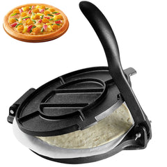 Tortilla Press, 250mm Tortilla and Roti Maker, Cast Iron Heavy Duty Tortilladora Press, Pre-Seasoned Pataconera Maker with 100 Pcs Parchment Paper, Dough Maker for Flour Tortilla, Tawa, Silver