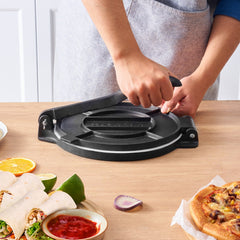 Tortilla Press, 8 Inch Tortilla and Roti Maker, Cast Iron Heavy Duty Tortilladora Press, Pre-Seasoned Pataconera Maker with 100 Pcs Parchment Paper, Dough Maker for Flour Tortilla, Tawa, Silver