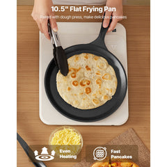 Tortilla Press, 250mm Cast Iron Tortilla and Roti Maker, Heavy Duty Tortilladora Press, Pataconera Makers with Handle and 100 Pcs Parchment Paper, Dough Taco Press for Flour Tortilla, Tawa