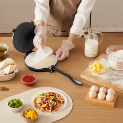 Tortilla Press, 250mm Cast Iron Tortilla and Roti Maker, Heavy Duty Tortilladora Press, Pataconera Makers with Handle and 100 Pcs Parchment Paper, Dough Taco Press for Flour Tortilla, Tawa
