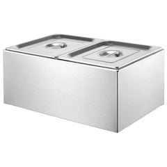 Commercial Food Warmer, 2-Pan Electric Steam Table, 1200W Professional Countertop Stainless Steel Buffet Bain Marie with 30-85°C Temp Control for Catering, Buffet, Parties, Restaurants