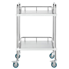 Lab Rolling Cart, 2-Shelf Stainless Steel Rolling Cart, Lab Serving Cart with Swivel Casters, Dental Utility Cart for Clinic, Lab, Hospital, Salon, 15.16"x21.57"x34.06"