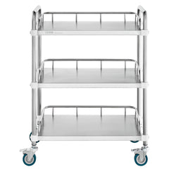 Lab Rolling Cart, 3-Shelf Stainless Steel Rolling Cart, Lab Serving Cart with Swivel Casters, Dental Utility Cart for Clinic, Lab, Hospital, Salon, 26.38"x15.55"x34.13"