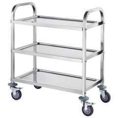 Stainless Steel Cart, 3 Layers Lab Utility Cart 181 kg Weight Capacity, Medical Cart with Lockable Universal Wheels, for Lab, Clinic, Kitchen, Salon