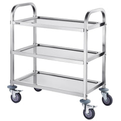 Stainless Steel Cart, 3 Layers Lab Utility Cart 181 kg Weight Capacity, Medical Cart with Lockable Universal Wheels, for Lab, Clinic, Kitchen, Salon