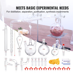 Lab Glassware Distillation Kit 1000ml 3.3 Boro 29 pcs Glassware Equipment