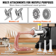 Commercial Electric Meat Grinder 2.27Kg/Min Sausage Stuffer Filler Kitchen