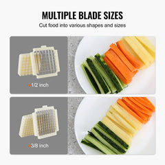 Electric French Fry Cutter, Potato Slicer with 1/2-Inch and 3/8-Inch Stainless Steel Blades, Potato Cutter Chopper w/ Anti-slip Feet, Great for Potato, French Fries, Cucumber, Vegetables, Carrot