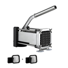 French Fry Cutter, Potato Slicer with 1/2-Inch and 3/8-Inch Stainless Steel Blades, Manual Potato Cutter Chopper with Suction Cups, Great for Potato, French Fries, Cucumber, Vegetables, Carrot