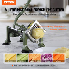 French Fry Cutter, Potato Slicer with 1/2" 3/8" 1/4" Stainless Steel Blades, Manual Potato Cutter Chopper with Suction Cups, Great for Potato, French Fries, Cucumber, Vegetables, Carrot