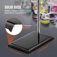 Lab Stand Support, Laboratory Retort Support Stand 2 Sets, Steel Lab Stand 23.6" Rod and 8.3" x 5.3" Cast Iron Base, Includes Flask Clamps, Burette Clamps and Cross Clamps