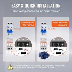 3 Phase Converter - 10HP 30A 220V Single Phase to 3 Phase Converter, Digital Phase Shifter for Residential and Light Commercial Use, 220V Input/Output (One Converter for One Motor Only)