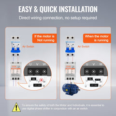 3 Phase Converter - 5HP 15A 220V Single Phase to 3 Phase Converter, Digital Phase Shifter for Residential and Light Commercial Use, 220V Input/Output (One Converter for One Motor Only)