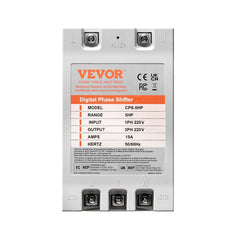 3 Phase Converter - 5HP 15A 220V Single Phase to 3 Phase Converter, Digital Phase Shifter for Residential and Light Commercial Use, 220V Input/Output (One Converter for One Motor Only)