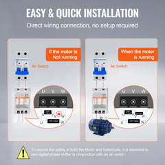3 Phase Converter- 7.5HP 23A 220V Single Phase to 3 Phase Converter, Digital Phase Shifter for Residential & Light Commercial Use, 220V Input/Output (One DPS Must Be Used on One Motor Only)