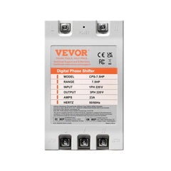 3 Phase Converter- 7.5HP 23A 220V Single Phase to 3 Phase Converter, Digital Phase Shifter for Residential & Light Commercial Use, 220V Input/Output (One DPS Must Be Used on One Motor Only)