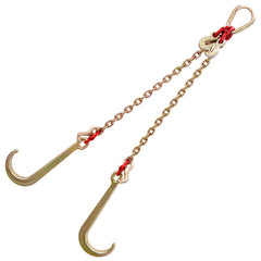 V Bridle Chain, 5/16 in x 2 ft Bridle Tow Chain, Grade 80 V-Bridle Transport Chain, 9260 Lbs Break Strength with TJ Hooks and Crab Hooks, Heavy Duty Pear Link Connector and Chain Shorteners