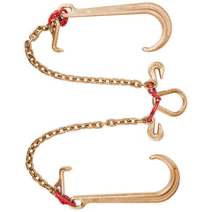 V Bridle Chain, 5/16 in x 2 ft Bridle Tow Chain, Grade 80 V-Bridle Transport Chain, 9260 Lbs Break Strength with TJ Hooks and Crab Hooks, Heavy Duty Pear Link Connector and Chain Shorteners