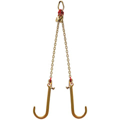 V Bridle Chain, 5/16 in x 2 ft Bridle Tow Chain, Grade 80 V-Bridle Transport Chain, 9260 Lbs Break Strength with TJ Hooks and Crab Hooks, Heavy Duty Pear Link Connector and Chain Shorteners