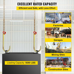 J Hook Chain, 2PCS 8 mm x 300 cm G80 Long Shank J Hook Tow Chain with RTJ Cluster Hook & Grab Hook, 2448 kg Working Load, Heavy Duty Transport Truck Chain for Wrecker Recovery Trailer Towing