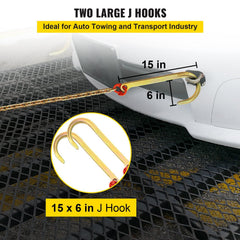 J Hook Chain, 2PCS 8 mm x 300 cm G80 Long Shank J Hook Tow Chain with RTJ Cluster Hook & Grab Hook, 2448 kg Working Load, Heavy Duty Transport Truck Chain for Wrecker Recovery Trailer Towing