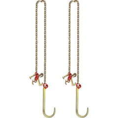 J Hook Chain, 2PCS 8 mm x 300 cm G80 Long Shank J Hook Tow Chain with RTJ Cluster Hook & Grab Hook, 2448 kg Working Load, Heavy Duty Transport Truck Chain for Wrecker Recovery Trailer Towing