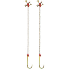 J Hook Chain, 2PCS 8 mm x 300 cm G80 Long Shank J Hook Tow Chain with RTJ Cluster Hook & Grab Hook, 2448 kg Working Load, Heavy Duty Transport Truck Chain for Wrecker Recovery Trailer Towing