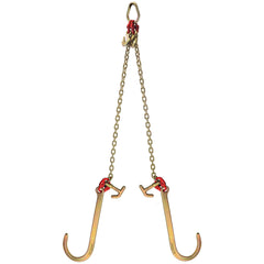 V Bridle Chain, 5/16 in x 2 ft Tow Chain Bridle, Grade 80 V-Bridle Transport Chain, 9260 Lbs Break Strength with TJ Hooks & Grab Hooks, Heavy Duty Pear Link Connector and Chain Shorteners