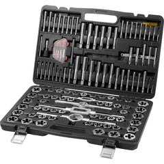 Tap and Die Set, 116-Piece Include Metric and SAE Size, Bearing Steel Taps and Dies, Essential Threading Tool for Cutting External Internal Threads, with Complete Accessories and Storage Case