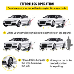 2 Pcs Tire Wheel Dollies 12"X16" Platform Size Wheel Car Dolly 3" Caster Wheel Dolly for Vehicle Car Auto Repair (2 Pcs)